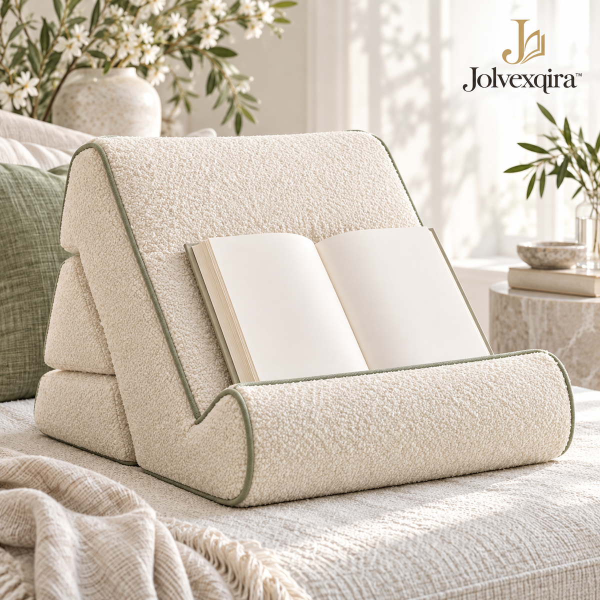 Cream Textured Reading Pillow Stand — main image
