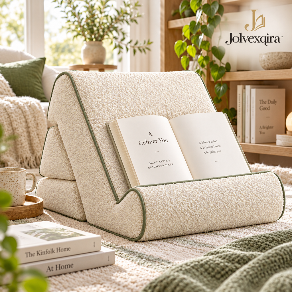 Cream Textured Reading Pillow Stand — lifestyle image