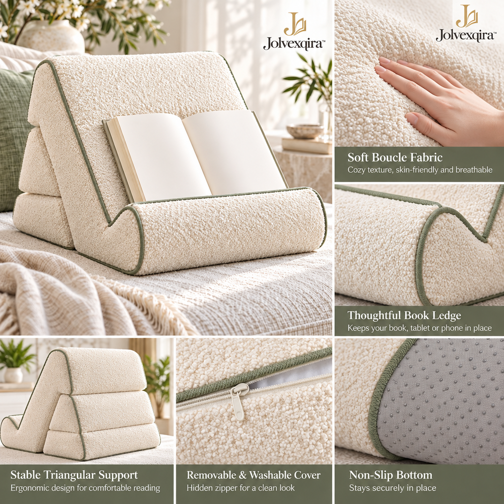 Cream Textured Reading Pillow Stand — design details