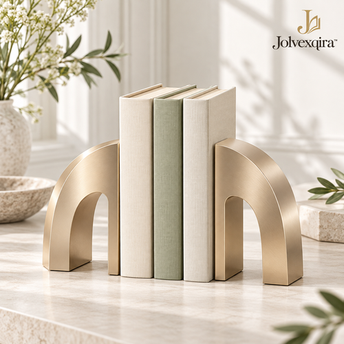 Gold-Tone Arch Bookends, Set of 2 — main image