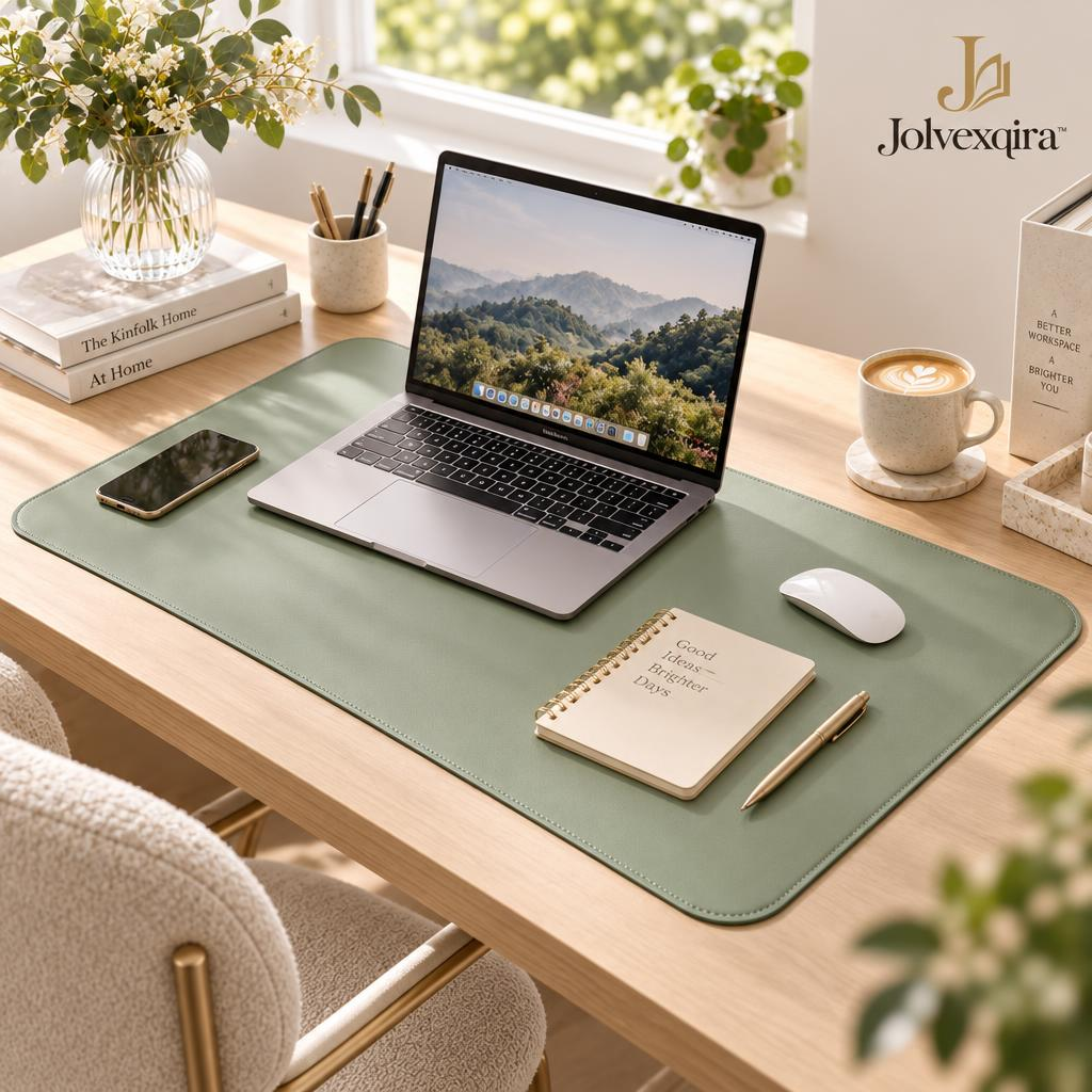 Sage Green Desk Mat — lifestyle image
