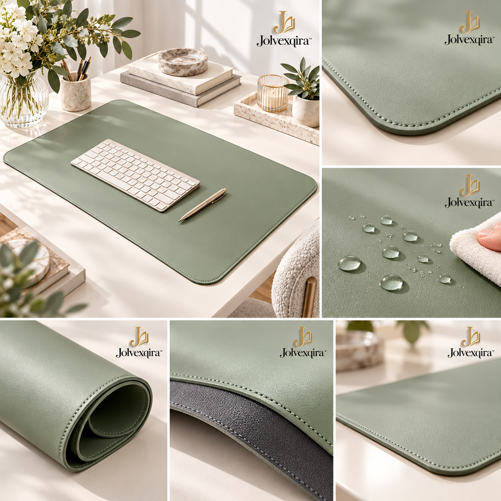 Sage Green Desk Mat — design details
