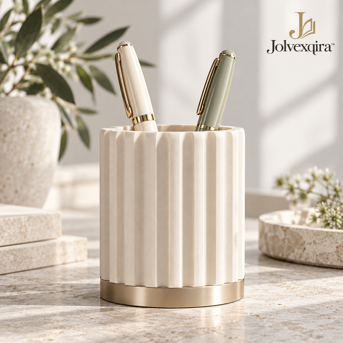 Ivory Fluted Pen Holder — main image