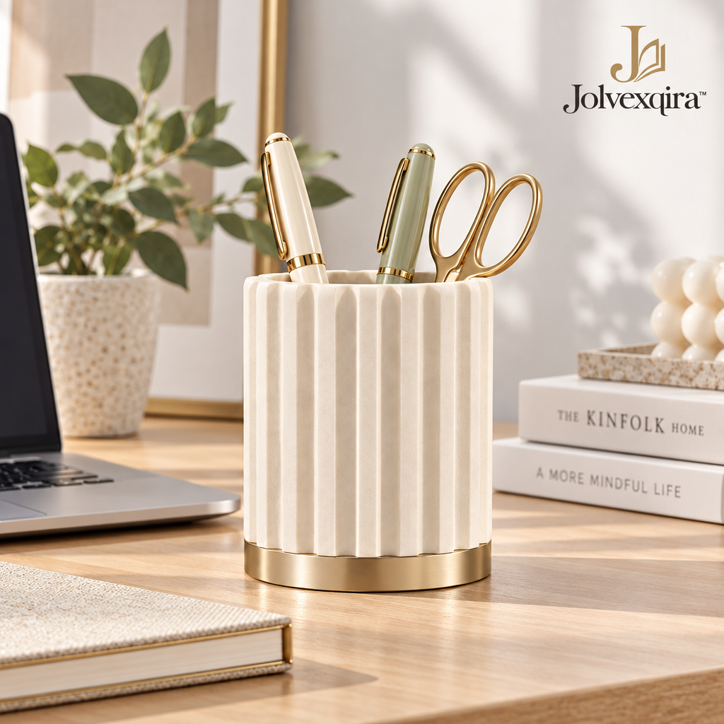 Ivory Fluted Pen Holder — lifestyle image