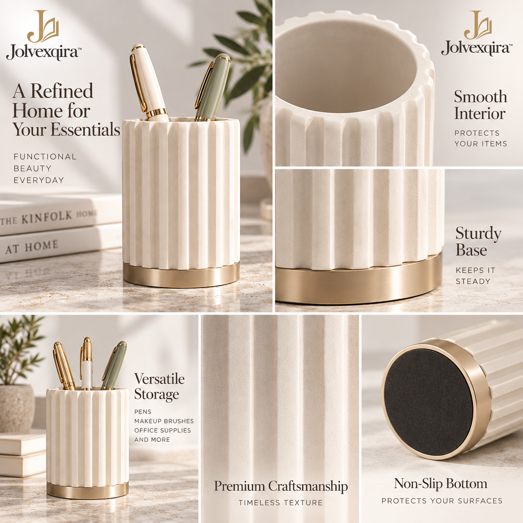 Ivory Fluted Pen Holder — design details