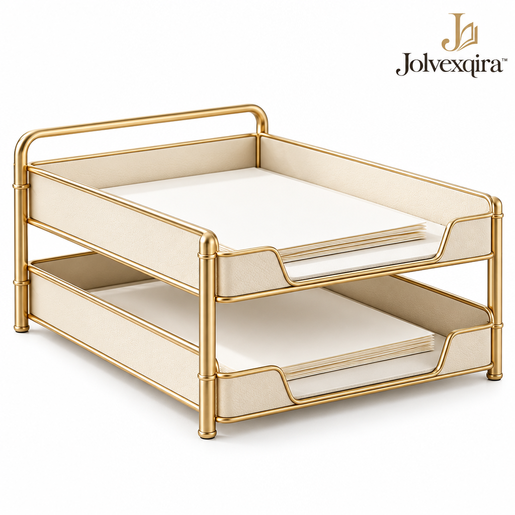 Ivory & Gold-Tone Two-Tier Paper Tray — product overview