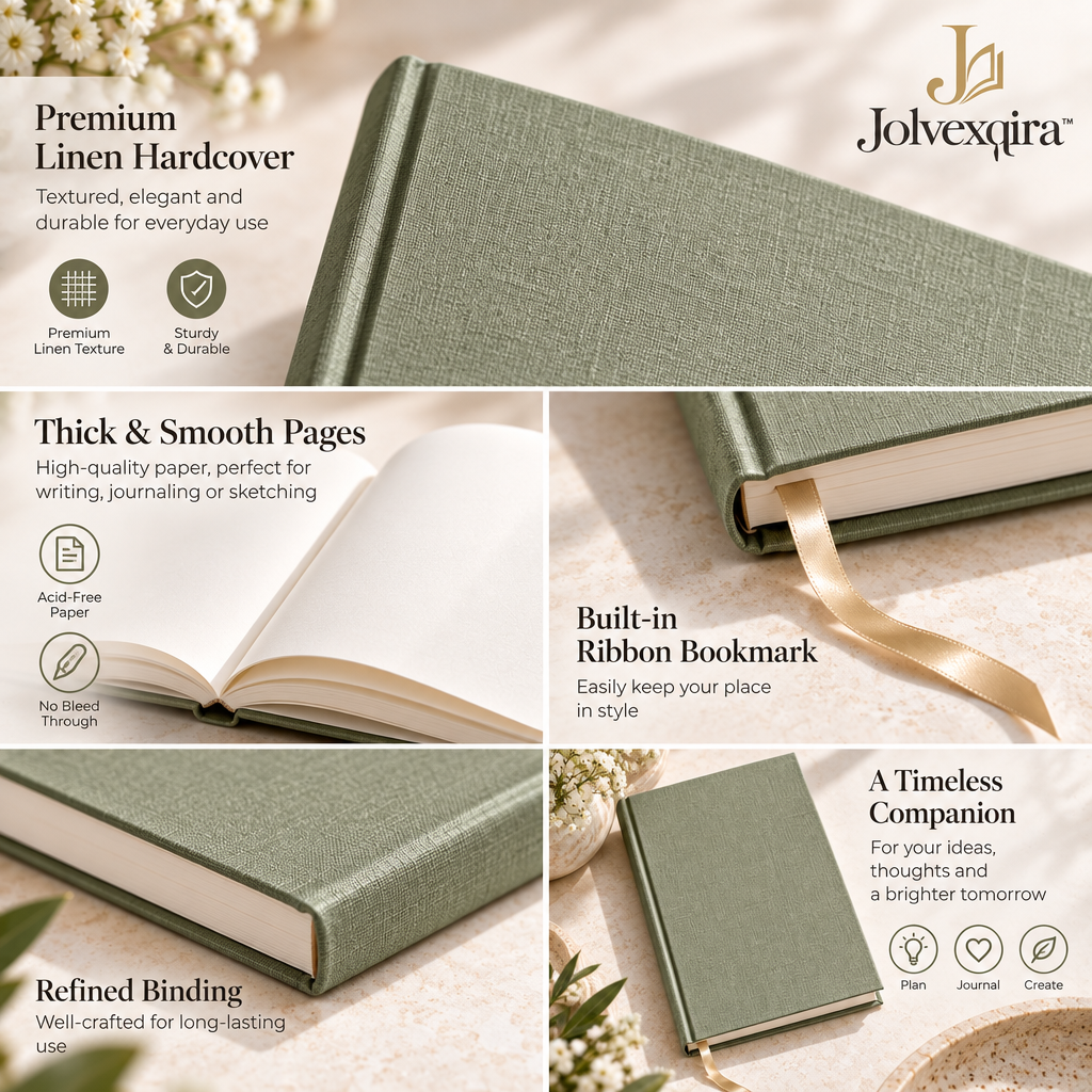 Sage Hardcover Blank Journal — design details